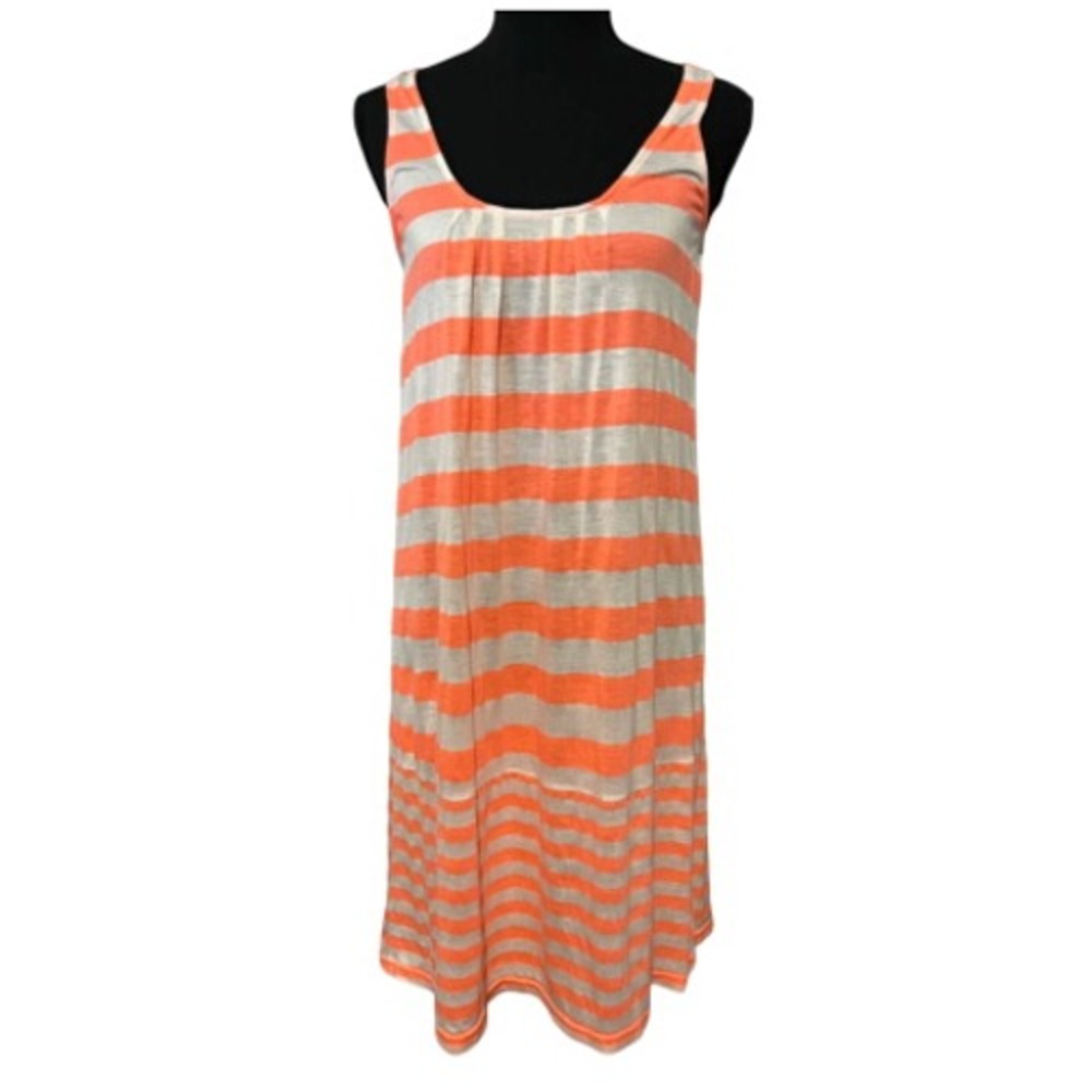 UMGEE Womens Small‎ Orange/White Striped Tank Top Dress Bathing Suit Cover Beach